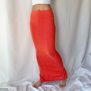 Asta Resort Orange Knit Maxi Skirt